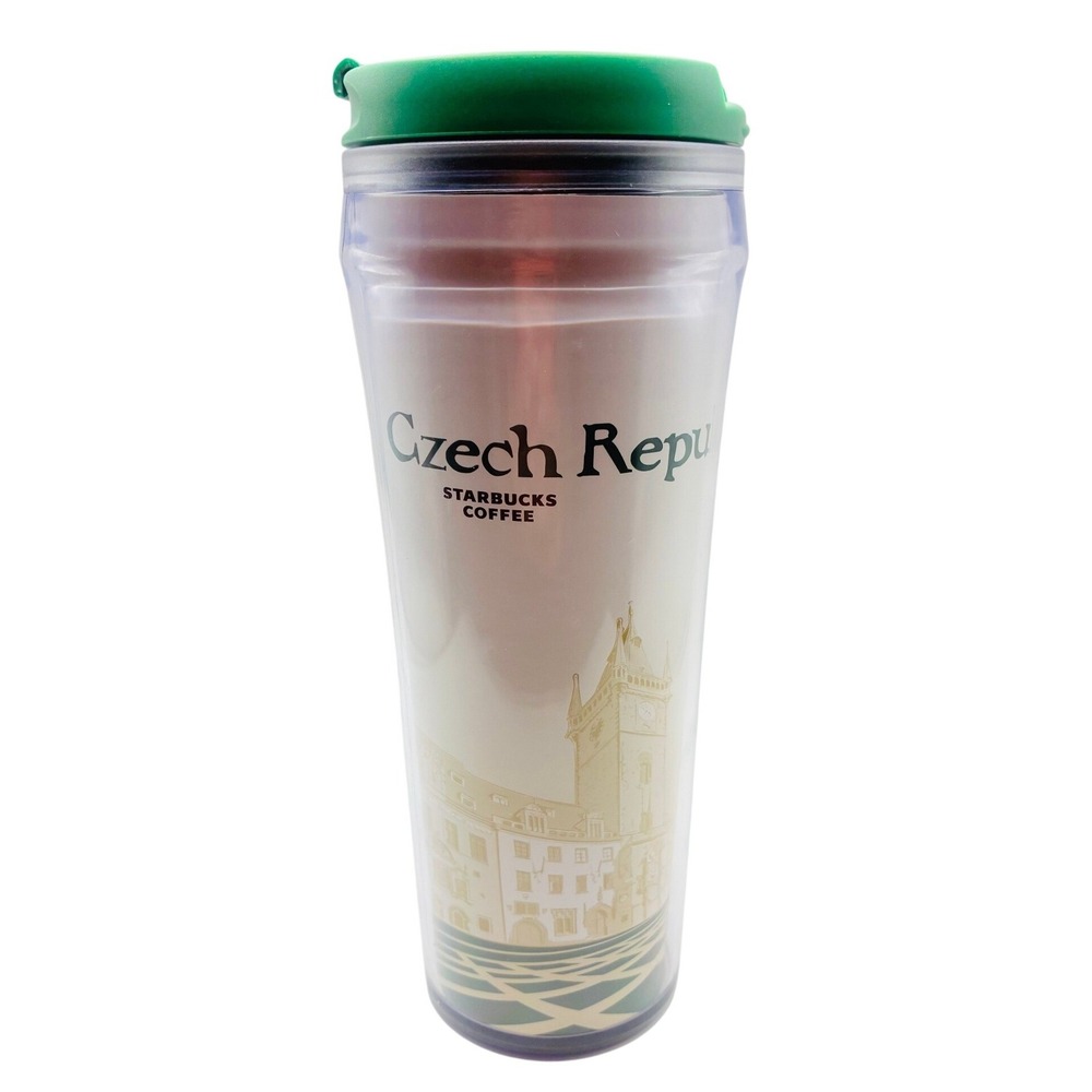 Starbucks Tumbler 12oz Green Czech Republic Global Icon Series 2004 Prague Mug